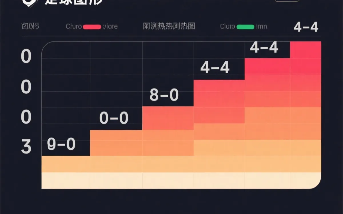 比分概率矩阵可视化示例:用热力图呈现0-0到4-4的概率分布